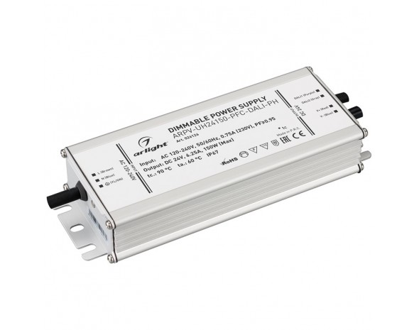 Блок питания ARPV-UH24150-PFC-DALI-PH (24V, 6.3A, 150W) Arlight