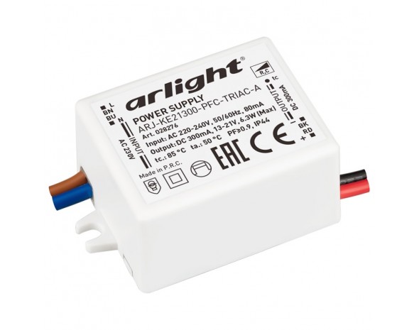 Блок питания ARJ-KE21300-PFC-TRIAC-A (6.3W, 300mA) Arlight