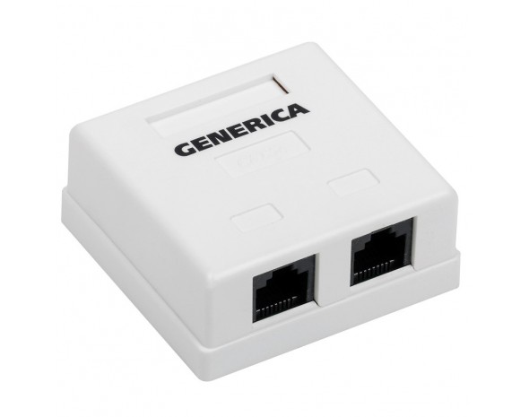 IEK GENERICA Розетка инф. настенная RJ45 кат. 5Е UTP 2 порта