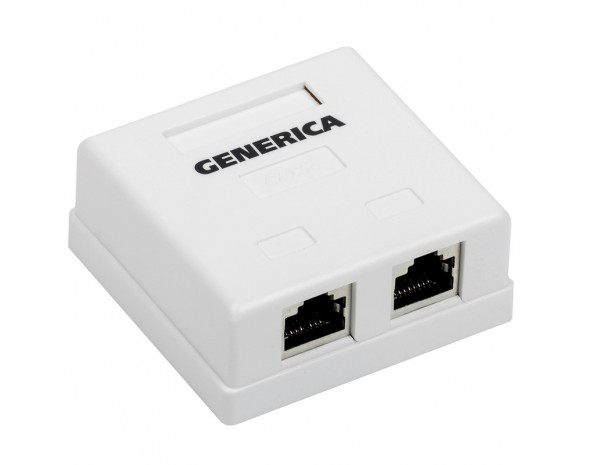 IEK GENERICA Розетка инф. настенная RJ45 кат. 5Е FTP 2 порта