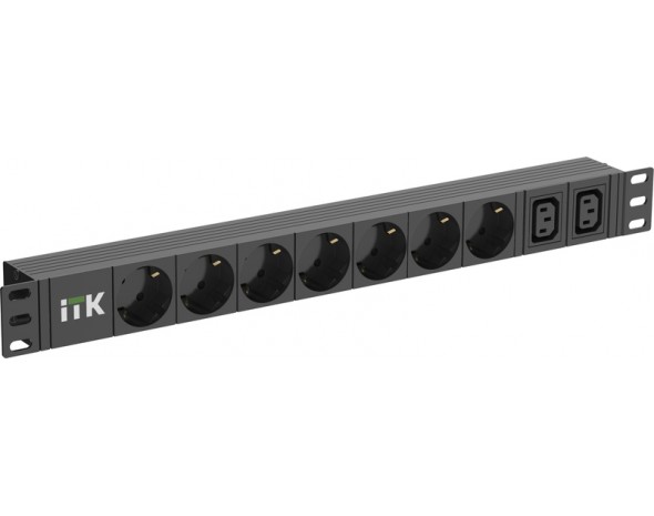 IEK ITK PDU 7 розеток нем. ст. + 2 С13 1U каб. 2м C14