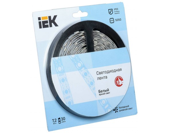 IEK Лента LED 5м блистер LSR-5050W30-7,2-IP20-12V