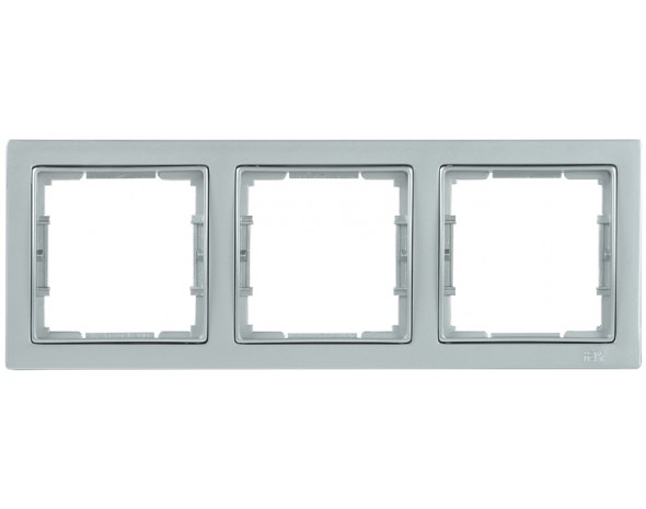 IEK РУ-3-БС Рамка трехместная квадратная BOLERO Q1 серебряный