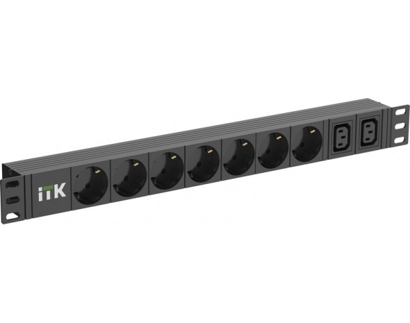 IEK ITK PDU 7 розеток нем. ст. + 2 С13 1U каб. 2м нем. ст.