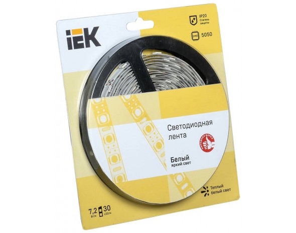 IEK Лента LED 5м блистер LSR-5050WW30-7,2-IP20-12V