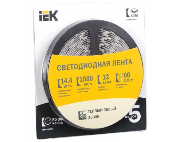 IEK Лента LED 5м блистер LSR-5050WW60-14,4-IP20-12V