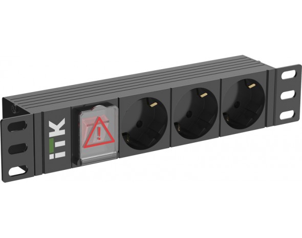 IEK ITK PDU 3 розетки нем. ст. LED 1U вх. С14 10"