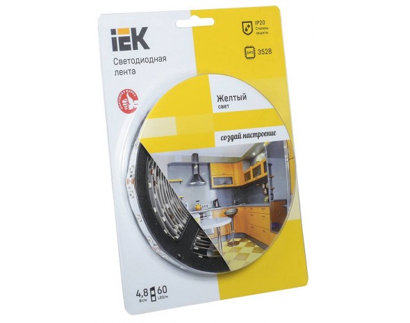 IEK Лента LED 5м блистер LSR-3528Y60-4.8-IP20-12V -eco