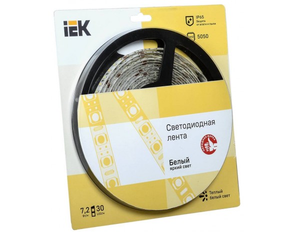 IEK Лента LED 5м блистер LSR-5050WW30-7,2-IP65-12V