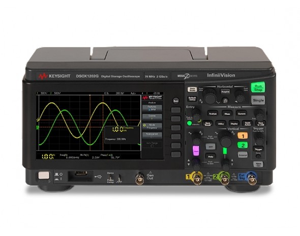 DSOX1202G Осциллограф: 70/100/200 МГц, 2 аналоговых канала, встроенный генератор сигналов специальной формы