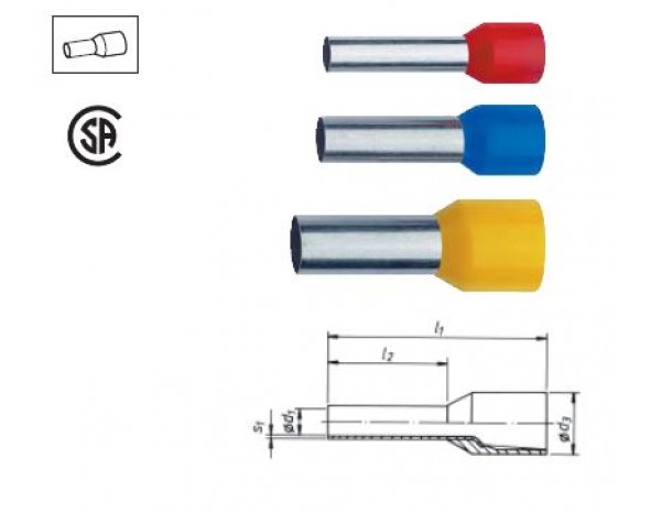 Изолированные втулочные наконечники по стандарту DIN (красные), 1 мм / 12 мм KLAUKE 4716