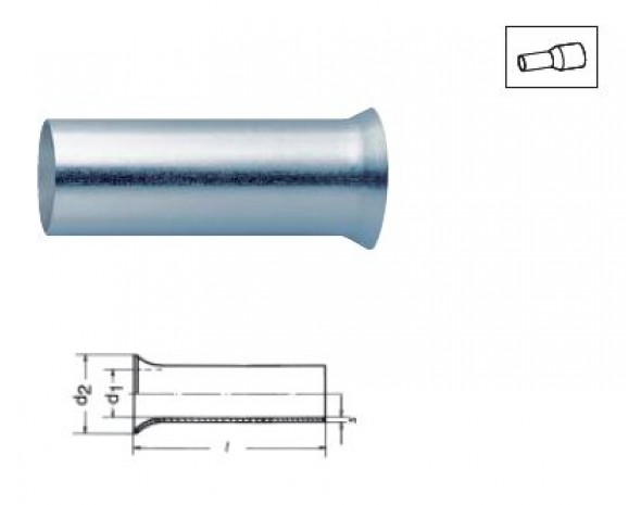 Наконечник втулочный неизол. 10,0мм2 l=25 KLAUKE 7625V