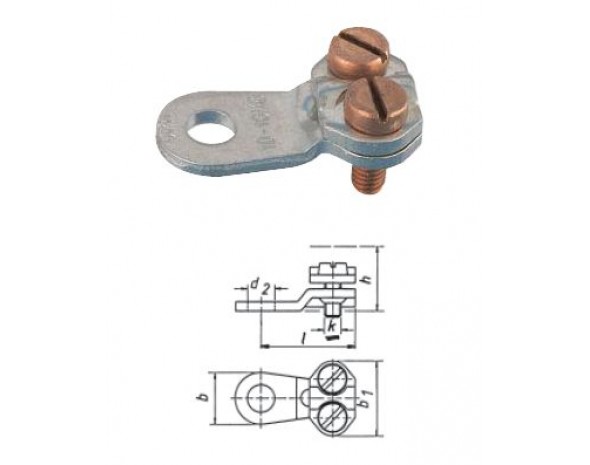 Медные зажимы, 2 винта, 6–10 мм / 6,5 мм KLAUKE 572R6