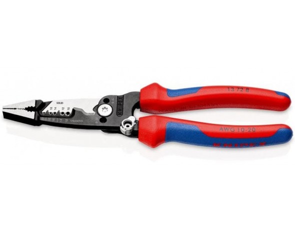 Клещи электромонтажные, 7-в-1, зачистка: 10 - 20 AWG, L-200 мм, 2К ручки KNIPEX 13 72 8 KN-13728