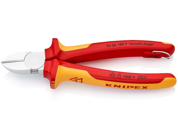 Кусачки боковые со страховочным креплением 180 мм KNIPEX KN-7006180T