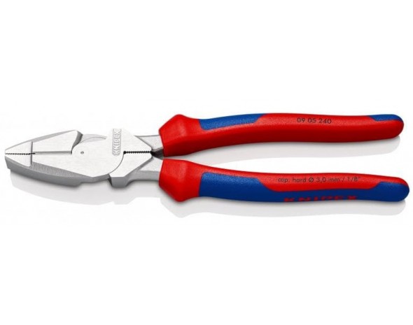 Плоскогубцы электромонтажные Lineman's Pliers L-240 мм, хром, 2К ручки KNIPEX 09 05 240 KN-0905240