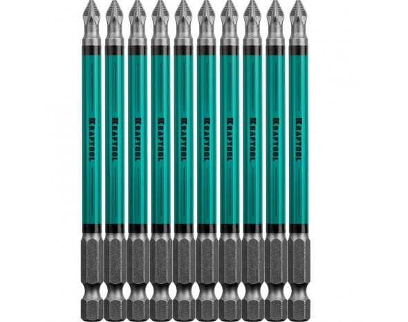 Optimum Line Биты, PZ2, тип хвостовика E 1/4", 100 мм, 10 шт в блистере, KRAFTOOL