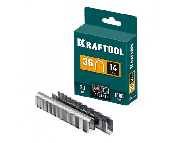 KRAFTOOL тип 36 (L) 14 мм, 1000 мм, калибр 20GA, скобы кабельные для степлера (31636-14)