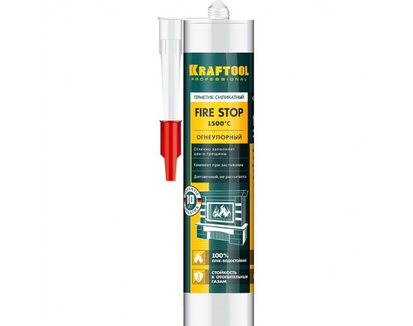 Герметик Kraftool KRAFTFLEX FR150 силикатный, жаростойкий, черный, 300мл