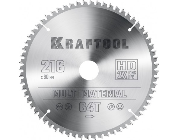 Диск пильный по алюминию KRAFTOOL Multi Material 190х20мм 60Т