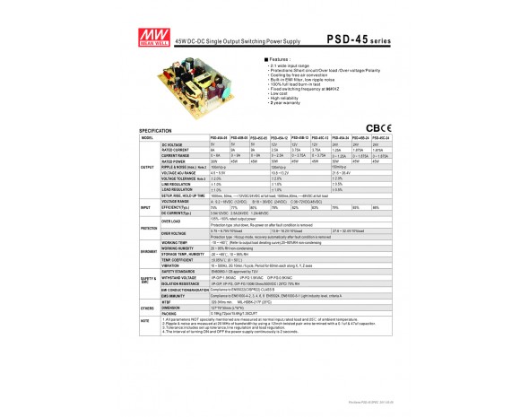 Преобразователь DC/DC Mean Well PSD-45B-12 45Вт