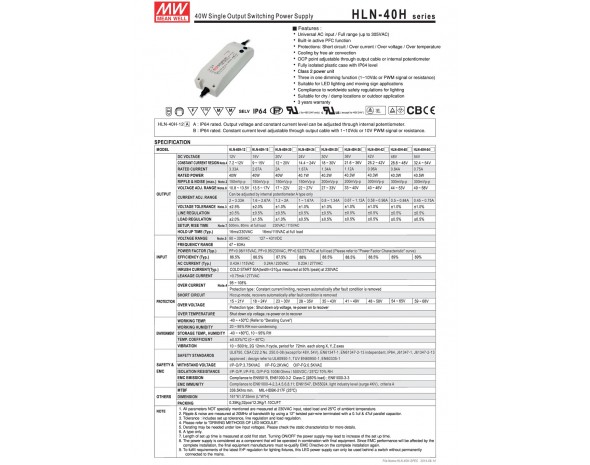 LED-драйвер Mean Well HLN-40H-48B AC-DC 40Вт