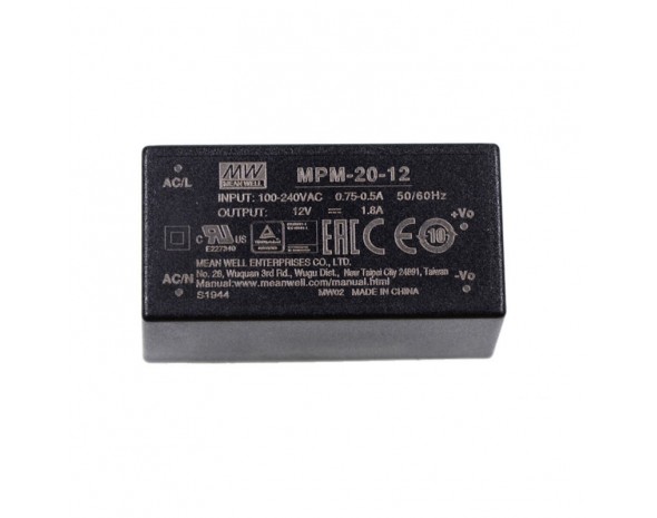 Медицинский источник питания AC-DC Mean Well MPM-20-12