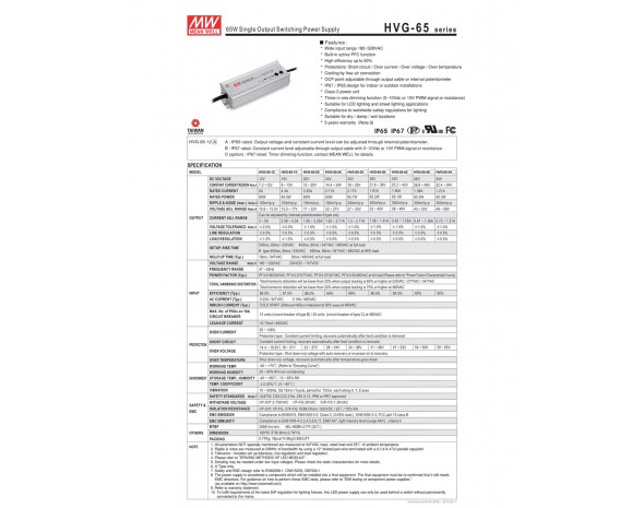 LED-драйвер Mean Well HVG-65-24A AC-DC 65Вт