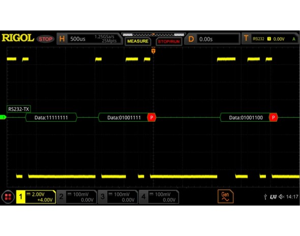 Опция анализа и запуска по шинам RS232/UART Rigol DS8000-R-COMP