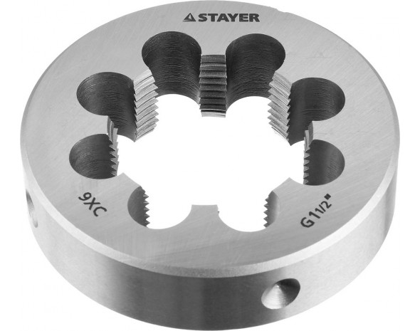 Плашка круглая ручная STAYER "MASTER", сталь 9ХС, для трубной резьбы G 1 1/2``