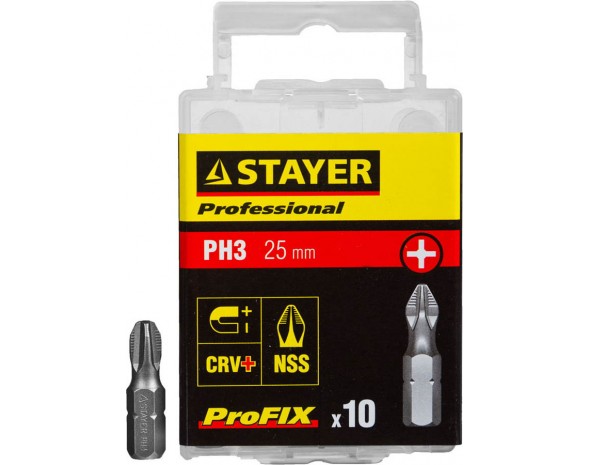 STAYER PH3, 25 мм, 10 шт., набор бит ProFix Phillips 26201-3-25-10_z01