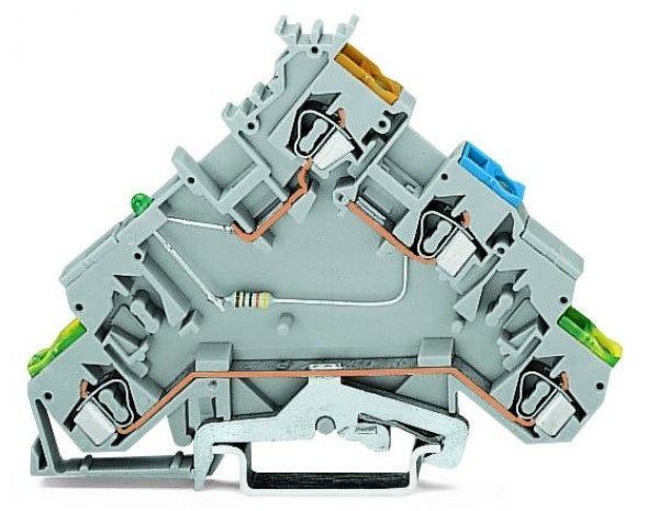 Wago 4-проводная клемма питания датчика зеленый светодиод для PNP перекл. датчиков, серые 280-574/281-483
