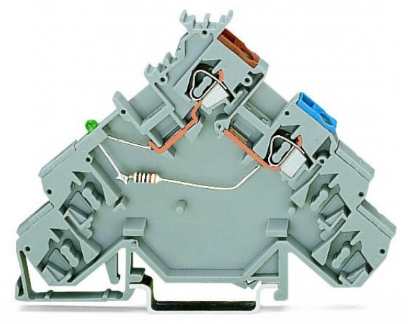Wago 4-проводная клемма питания датчика зеленый светодиод для NPN перекл. датчиков, серые 280-586/281-496