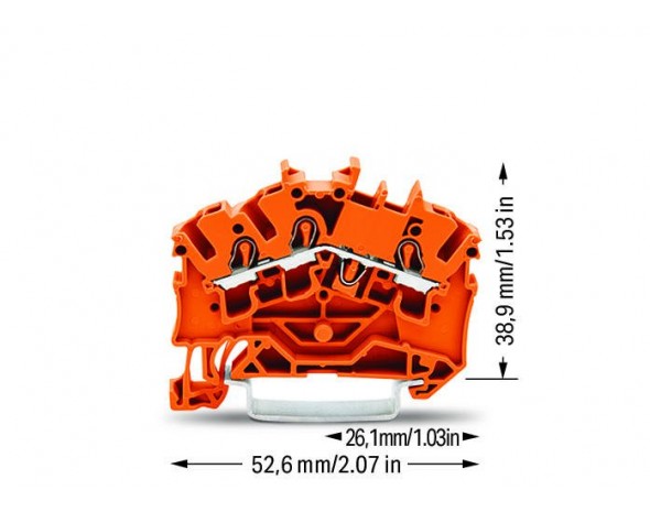 Wago 3-проводная проходная клемма 2,5 мм², оранжевые 2002-6302