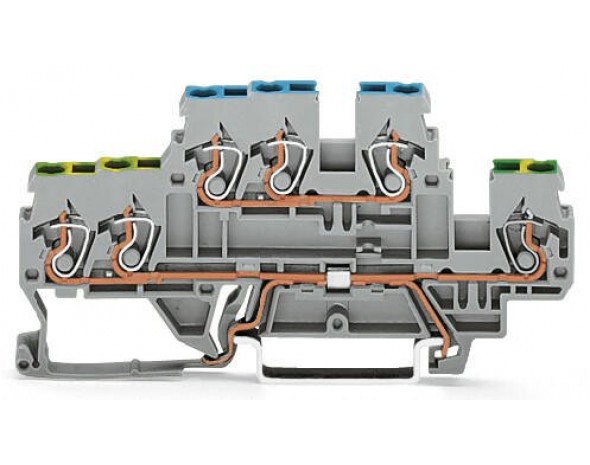 Wago 3-проводная двухуровневая клемма серые 870-536