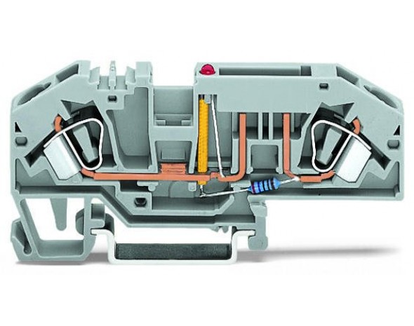 Wago 2-проводная клемма с предохранителем для автом. плоских предохранителей, серые 282-698/281-413