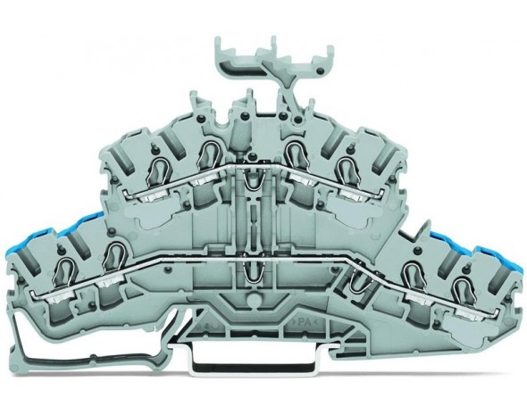 Wago 4-проводная двухуровневая клемма проходная/проходная, серые 2002-2432