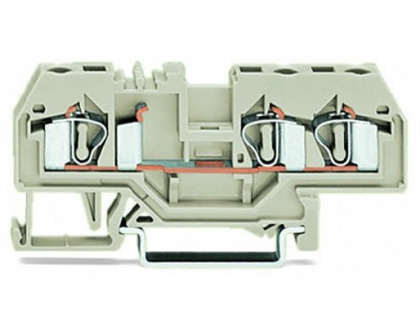 Wago 3-проводная проходная клемма 4 mm², светло-серые 281-993