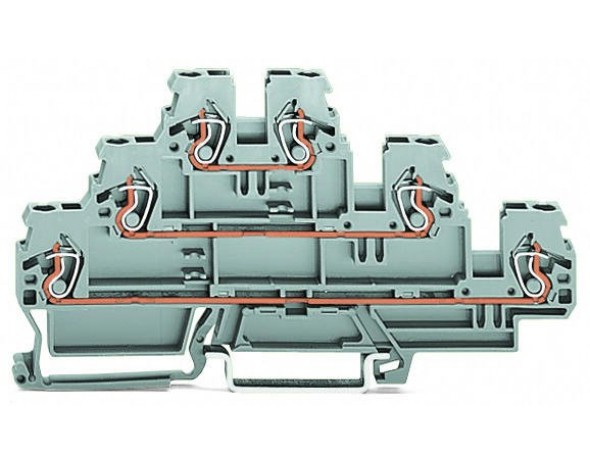 Wago Трехуровневая клемма проход./проход./проход., серые 870-553