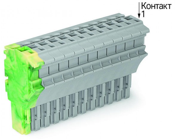 Wago 1-провод розетка желто-зеленые,серые 2022-115/000-037