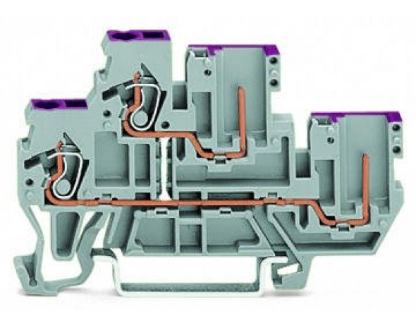 Wago 2-провод./2-конт. двухуровнев. клемм 2-провод. / 2-контакт. сквозная, серые 870-108