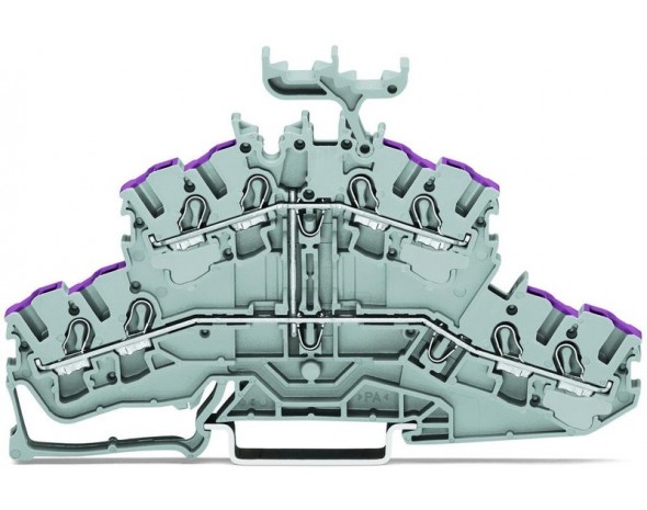 Wago 4-проводная двухуровневая клемма 8-проводная проходная клемма, серые 2002-2438