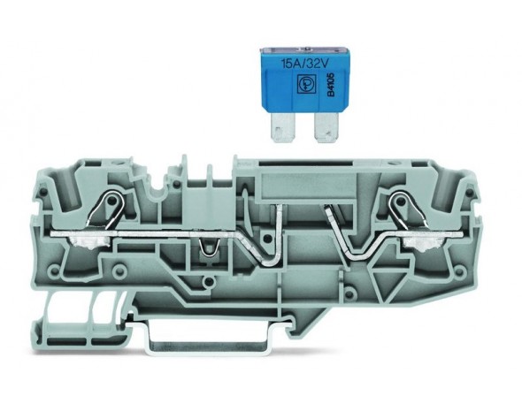 Wago 2-проводная клемма с предохранителем для автом. плоских предохранителей, серые 2006-1681