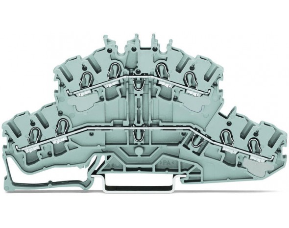 Wago 4-проводная двухуровневая клемма проходная/проходная, серые 2002-2401