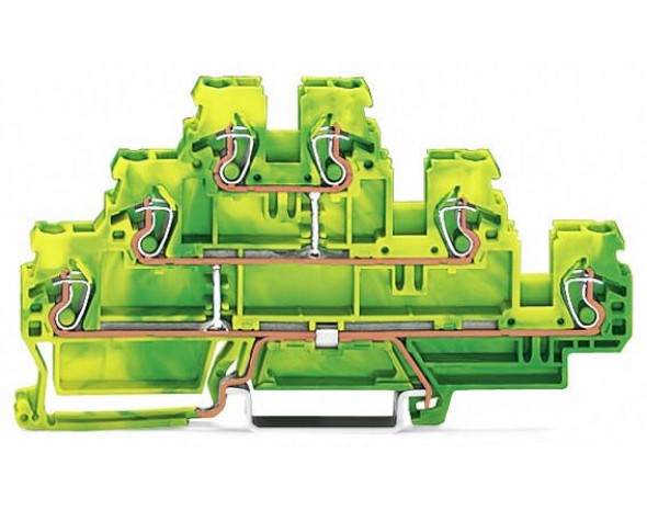Wago Трехуровневая клемма 4-провод. заземление, зеленые-желто 870-557