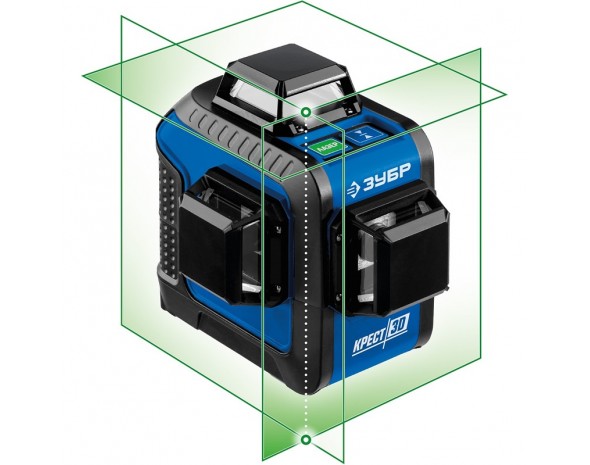 ЗУБР КРЕСТ 3D зеленый нивелир лазерный