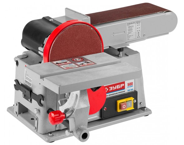 Станок шлифовальный, ЗУБР ЗШС-500, лента 100x914 мм, диск 150 мм, 2950 об/мин, 500 Вт